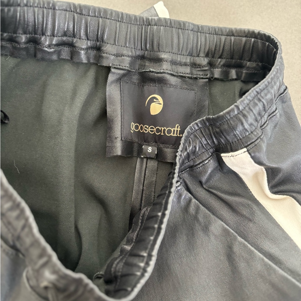 Goosecraft Leather Pants With Draw String And Whi… - image 8
